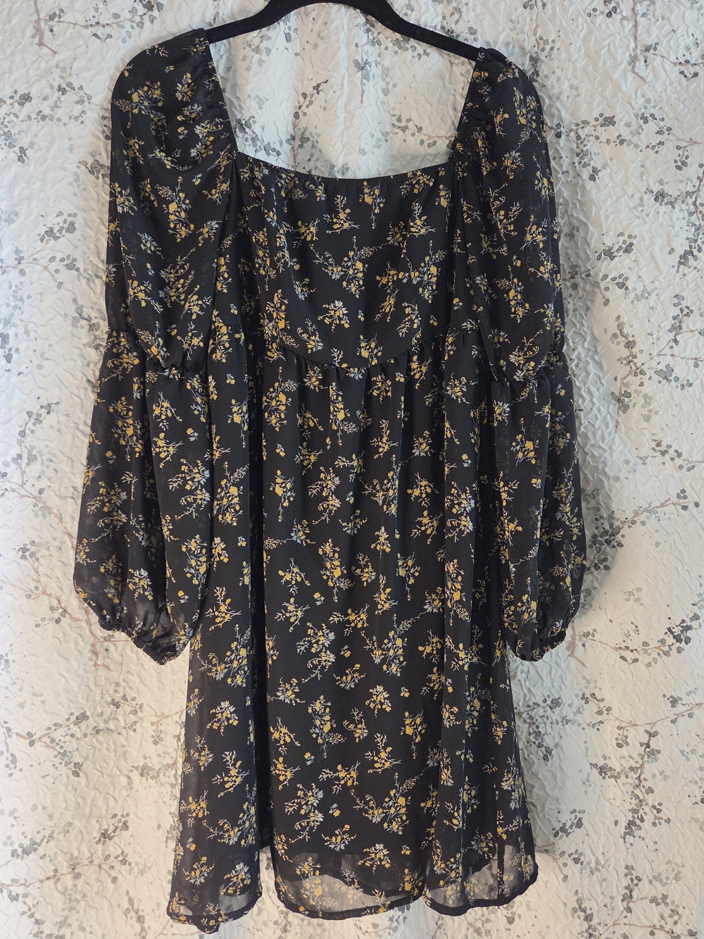 EXLURA Airy Black Floral Women’s Dress